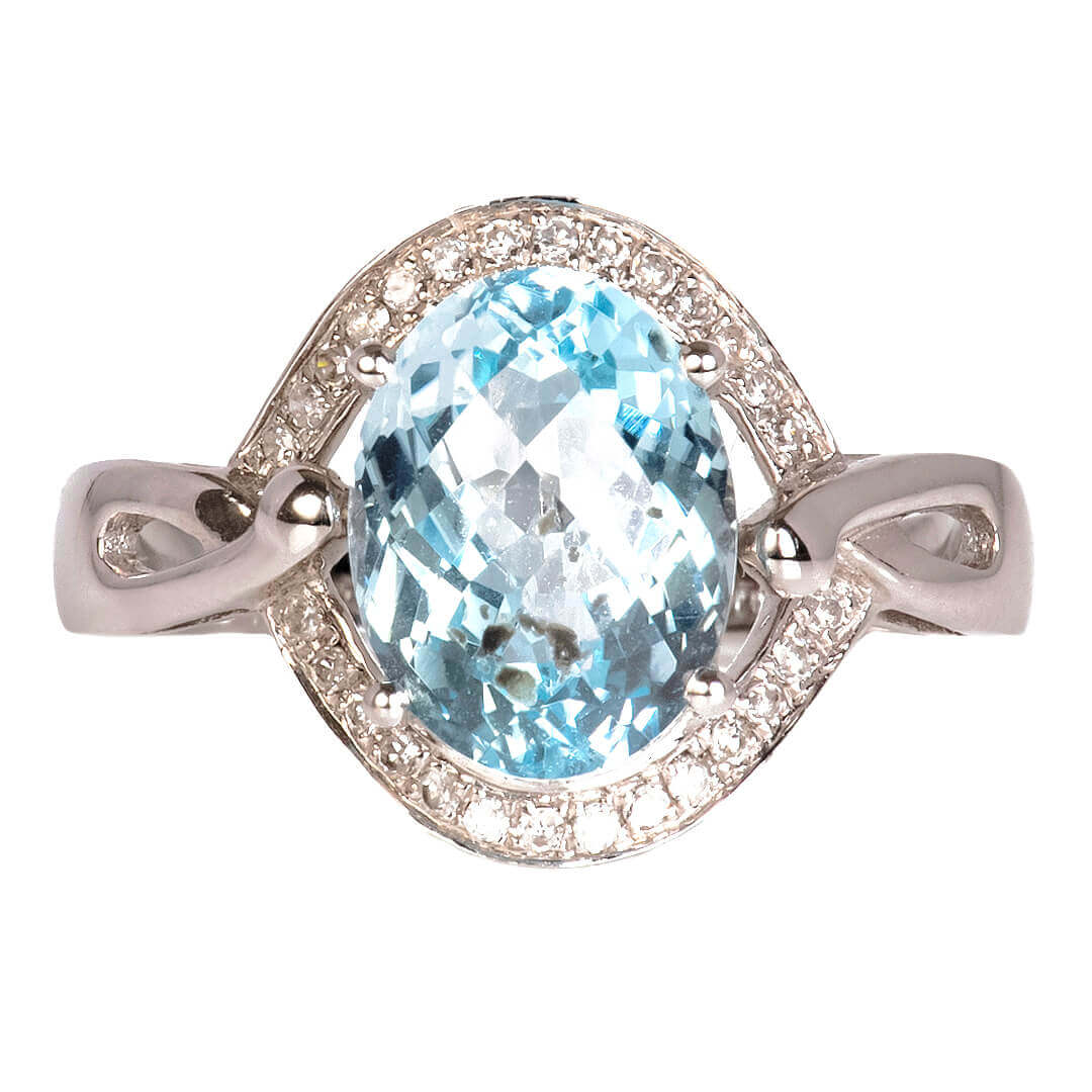 Anillo con Topacio con Diamantes Naturales 0.03qts