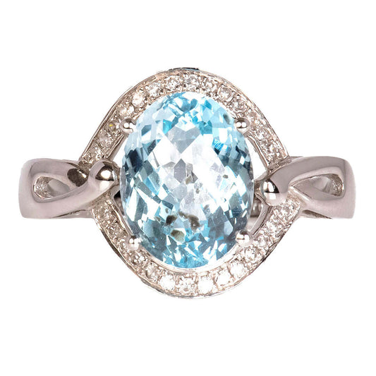 Anillo con Topacio con Diamantes Naturales 0.03qts