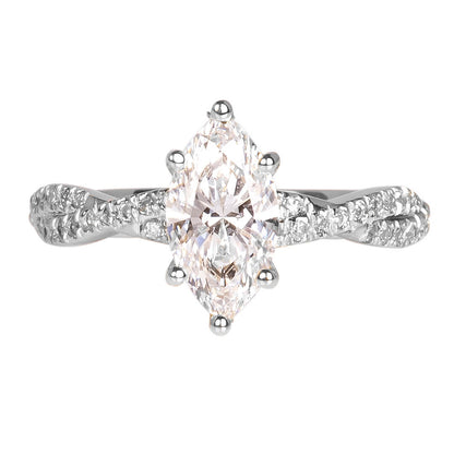 Anillo de Compromiso con Diamantes Labgrown Corte Marquise y Diamantes Laterales 1.57qts