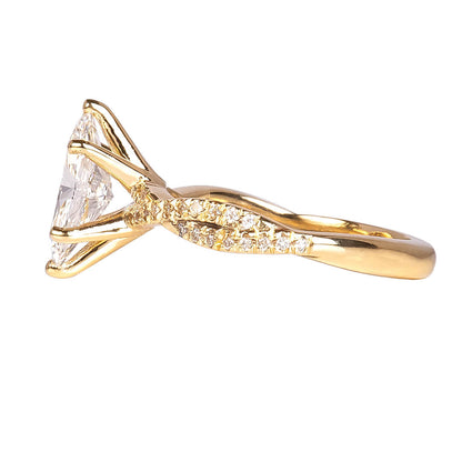 Anillo de Compromiso con Diamantes Labgrown Corte Marquise y Diamantes Laterales 1.34qts