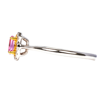 Anillo de Zafiro Rosa y Diamantes Naturales 0.09qts