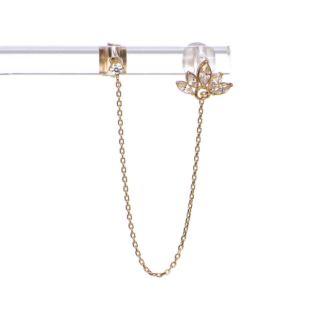 Aretes Colgantes Flor con Circonias