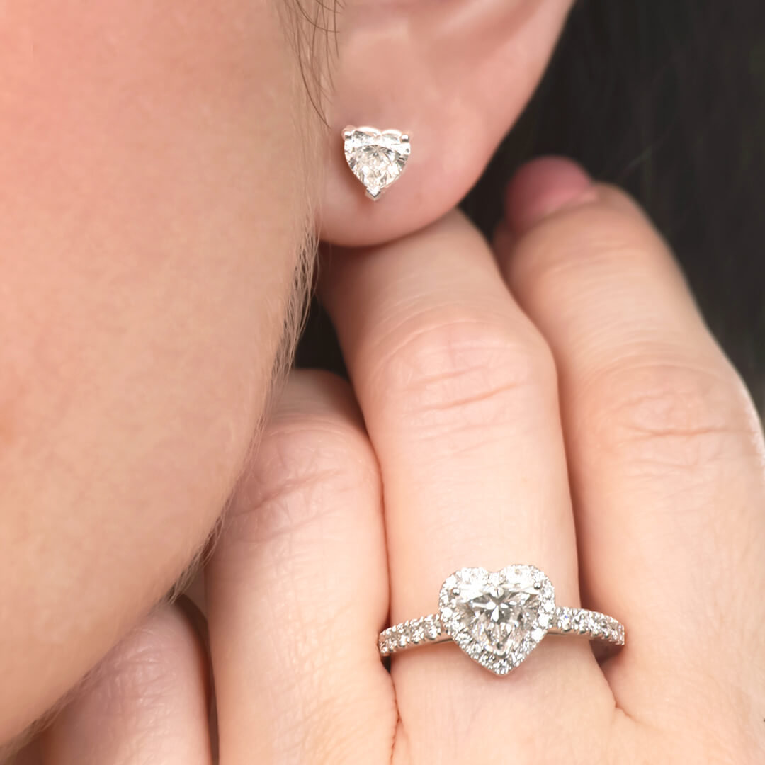 Aretes Diamante de Laboratorio Corte Corazón 2.14qts