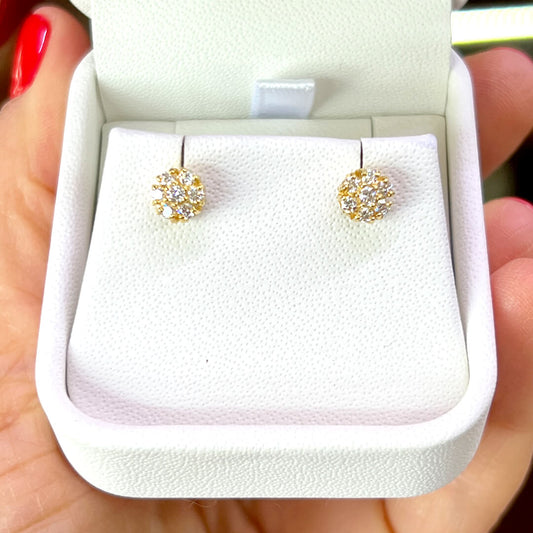 Aretes Tipo Stud con Diamantes Naturales tipo Roseta