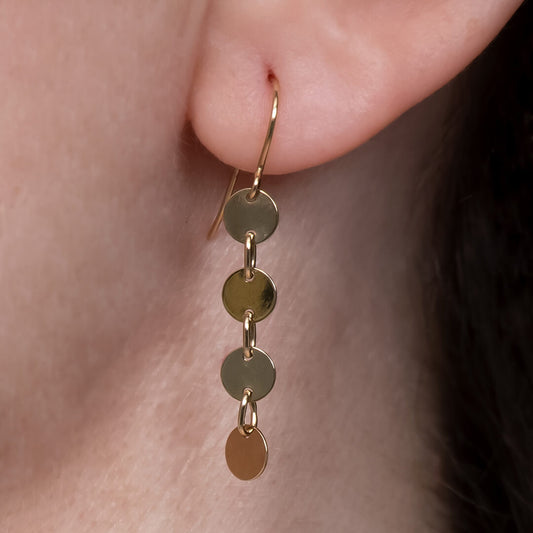 Aretes Colgantes de Bolitas 14k
