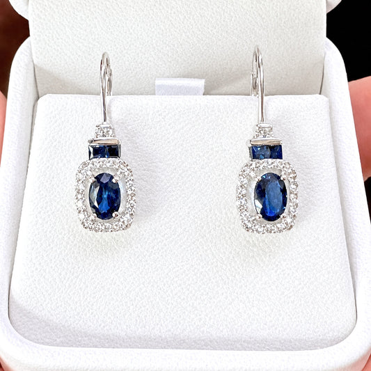 Aretes con Zafiros y Diamantes Naturales 0.30qts