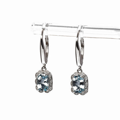 Aretes con Aguamarina y Diamantes Naturales 0.08qts
