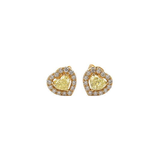 Aretes de Diamantes Naturales de Corazon con Halo