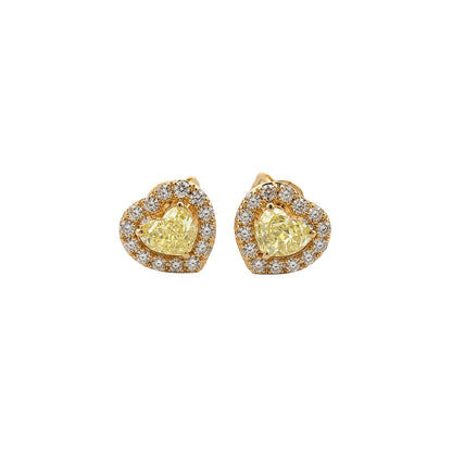 Aretes de Diamantes Naturales de Corazon con Halo