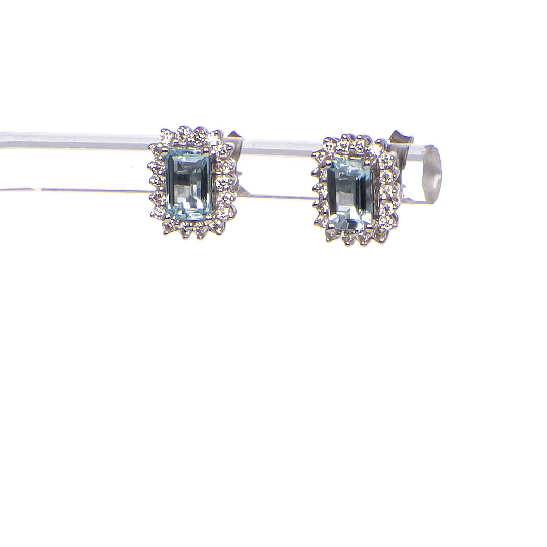 Aretes con Aguamarinas Nat 0.82qts y Diamantes Nat 0.24qts