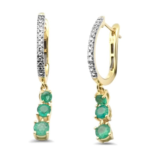 Aretes con Diamantes Nat y Esmeradlas Naturales 0.68qts