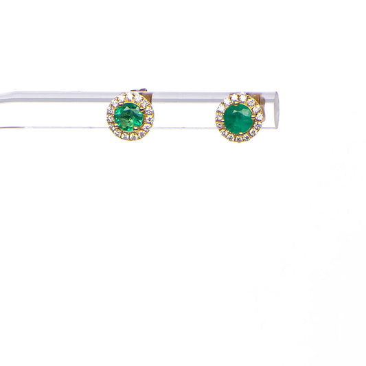 Aretes con Esmeraldas 0.48qts y Diamantes Naturales 0.15qts