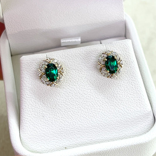 Aretes con Zafiros Blancos y Diopside 14k
