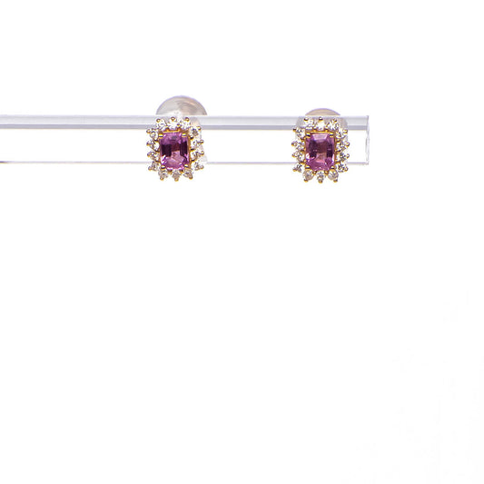 Aretes con Zafiros Rosas 0.52qts y Diamantes Nat 0.20qts