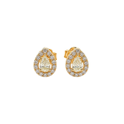 Aretes de Diamantes Naturales Pera con Halo