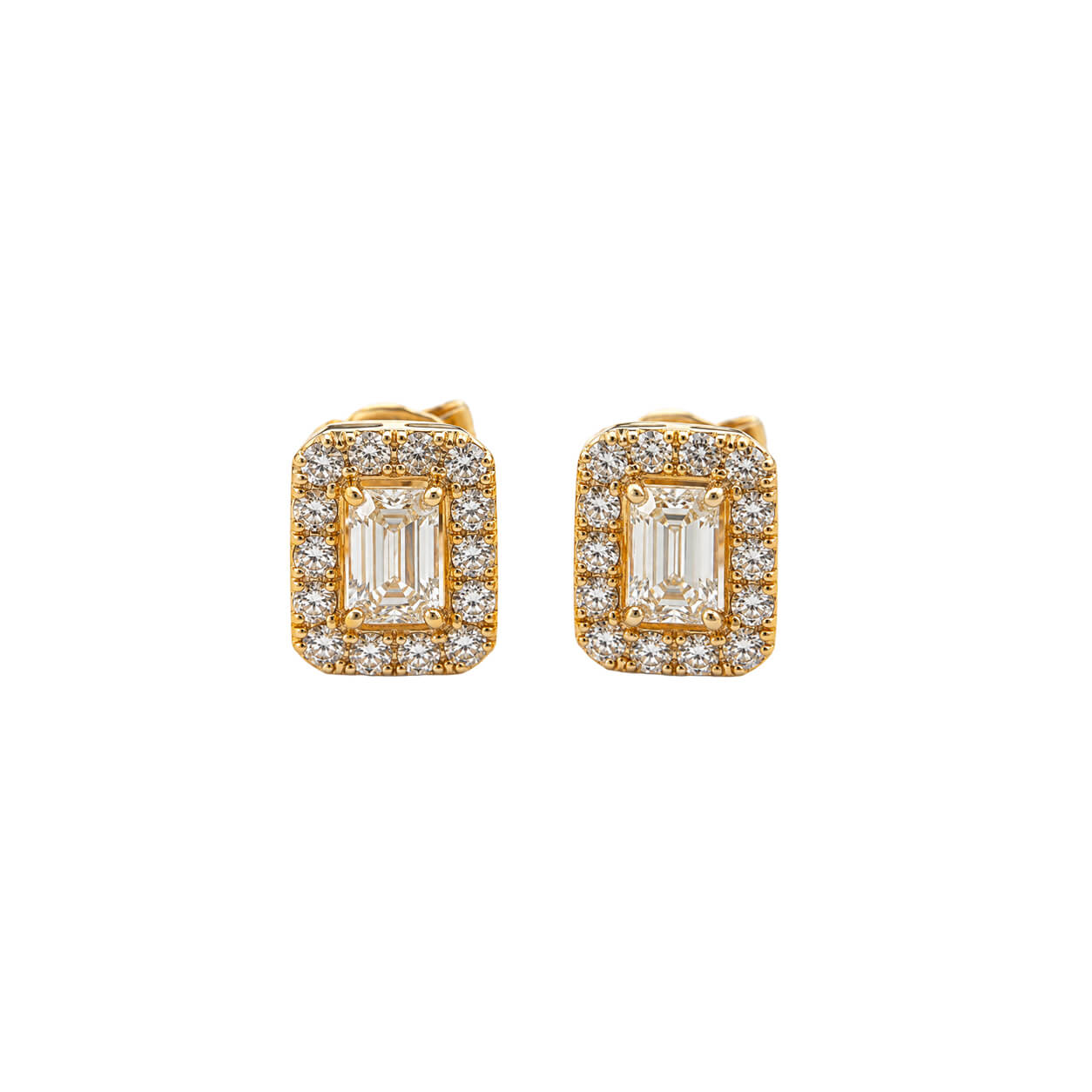 Aretes de Diamantes Naturales Rectangular con Halo
