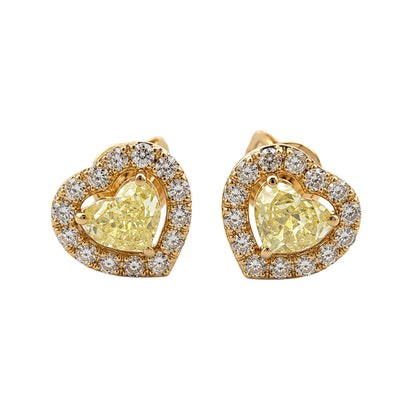 Aretes de Diamantes Naturales de Corazon con Halo