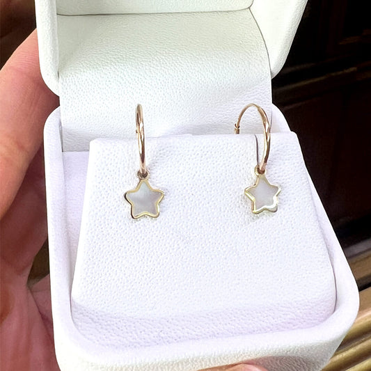 Aretes de Estrellita con Madre Perla 14k