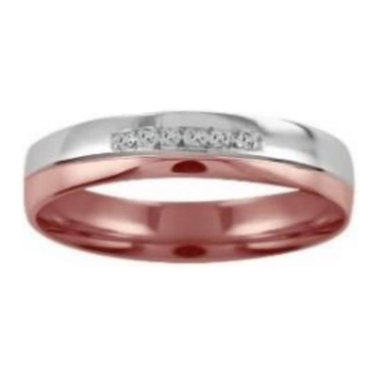 Anillo de Boda 4mm Oro Combinado con Circonias