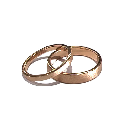 Anillos de Boda Oro Rosa 4 y 2 mm Planas Cepilladas