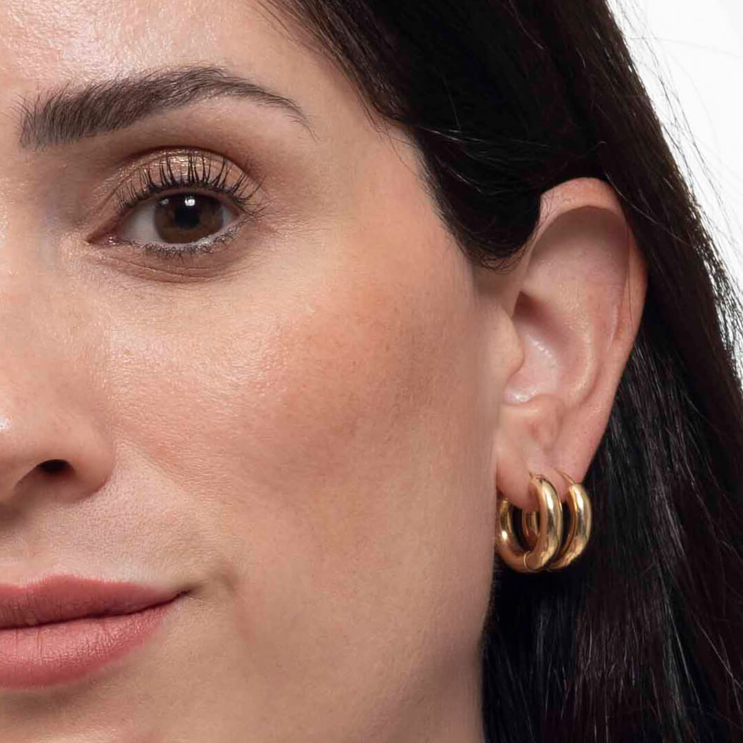 Arracada Tubo 18 mm x 4mm 14k