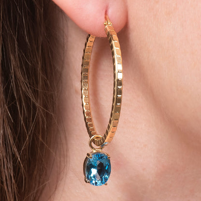 Arracada de Tubo Facetado con Dije de Topacio