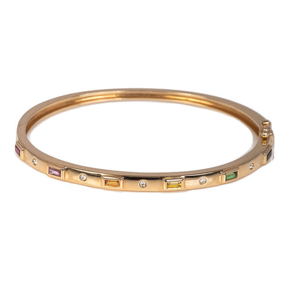Brazalete 14k con Zafiros de Color y Diamantes Naturales