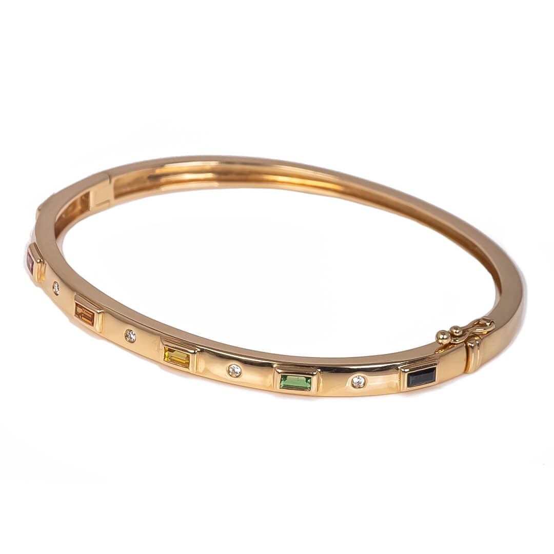 Brazalete 14k con Zafiros de Color y Diamantes Naturales