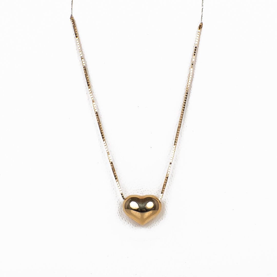 Cadena con Dije de Corazón Inflado 14k