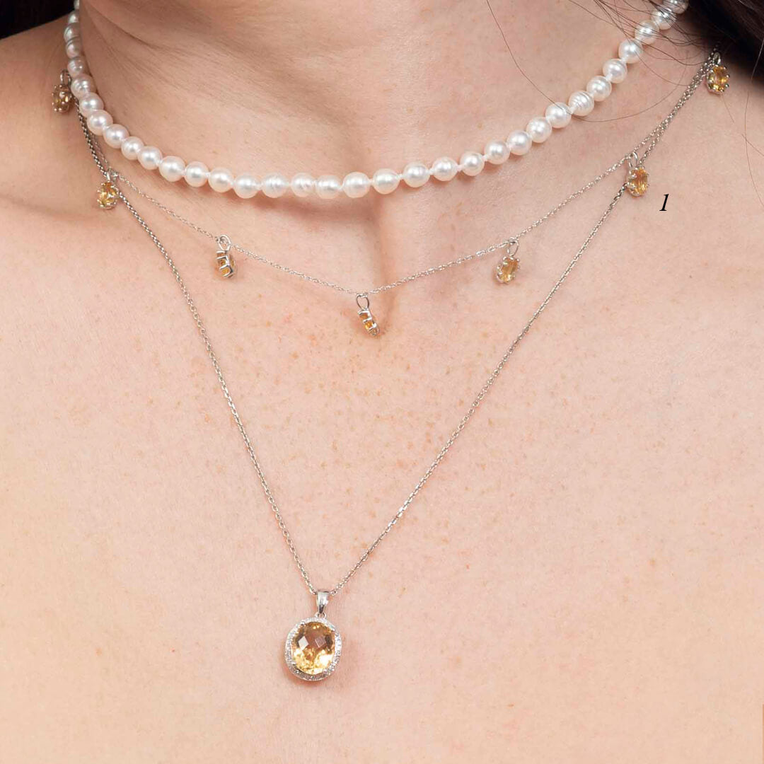 Cadena con Dijes de Citrina Natural 2.22qts