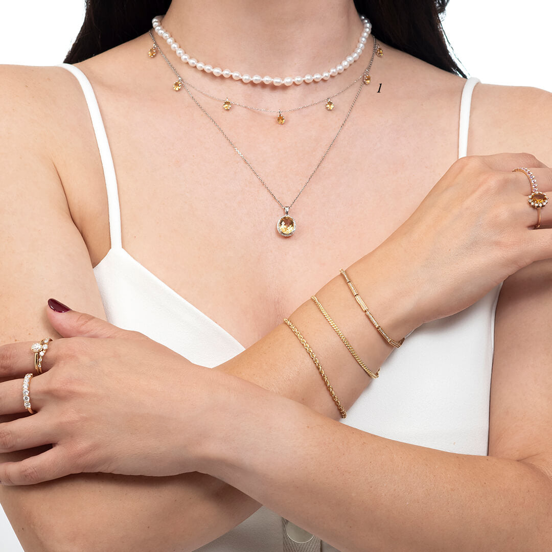 Cadena con Dijes de Citrina Natural 2.22qts