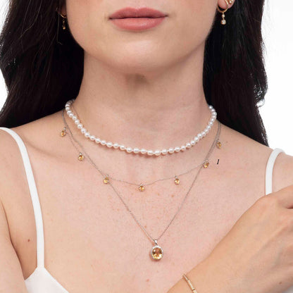 Cadena con Dijes de Citrina Natural 2.22qts