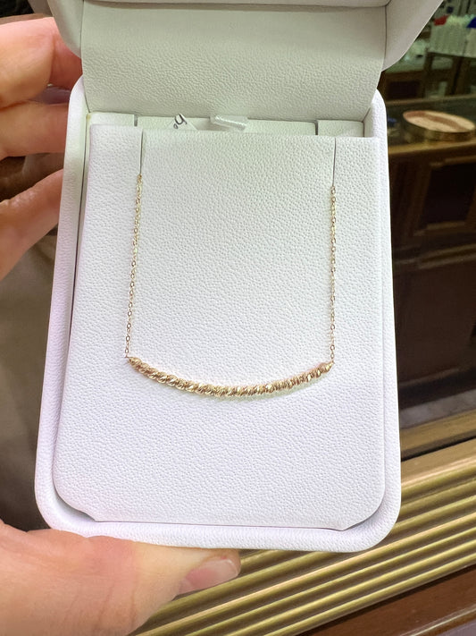 Cadena con Barrita de Bolitas Diamantadas 14k
