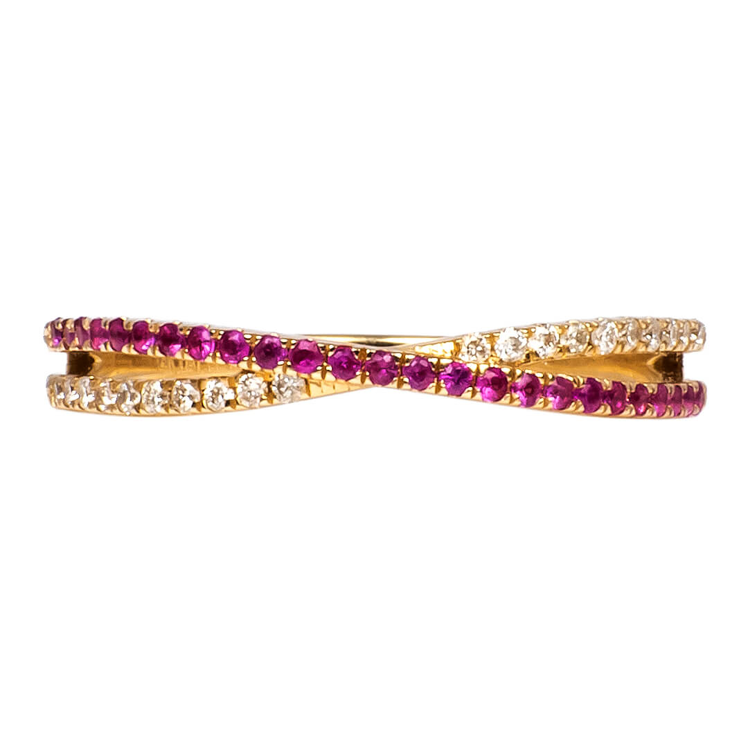 Churumbela Cruzada de Rubíes y Diamantes Naturales 0.11qts