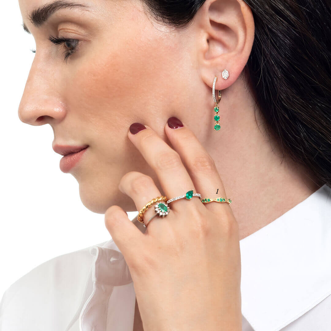 Churumbela con Esmeraldas Naturales 14k