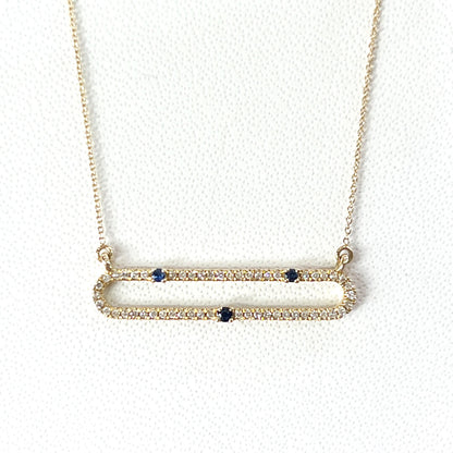 Collar con Dije Oval de Diamantes 0.18qts y Zafiros Naturales 0.05qts