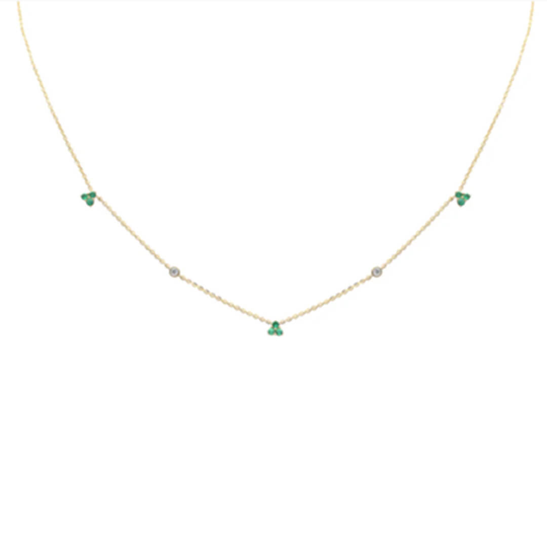 Collar con Esmeraldas 0.18qts y Diamantes Naturales 0.06qts