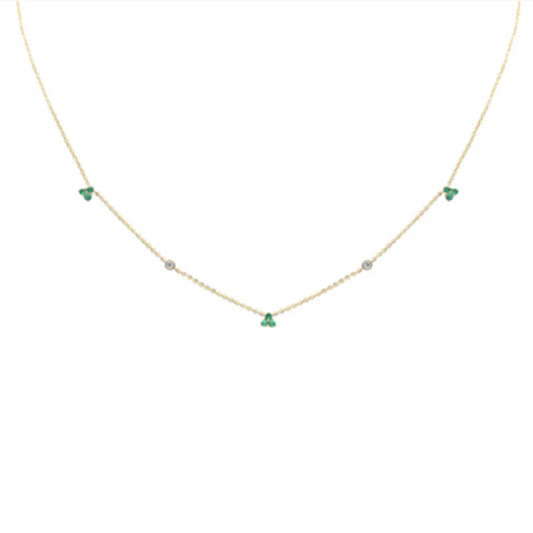 Collar con Esmeraldas 0.18qts y Diamantes Naturales 0.06qts