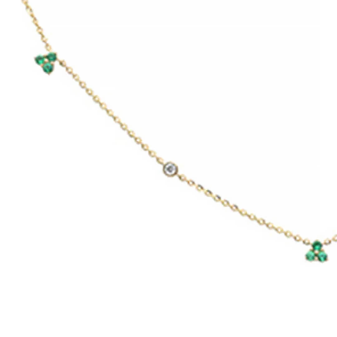 Collar con Esmeraldas 0.18qts y Diamantes Naturales 0.06qts