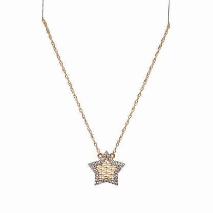 Collar de Cadena y Dije de Estrella y Diamantes Nat 0.10qts
