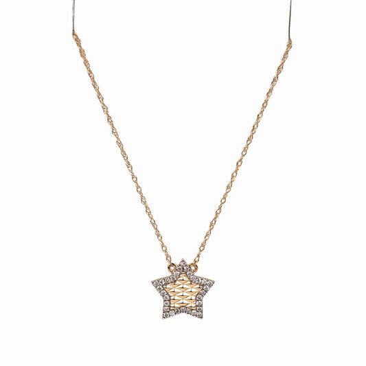 Collar de Cadena y Dije de Estrella y Diamantes Nat 0.10qts