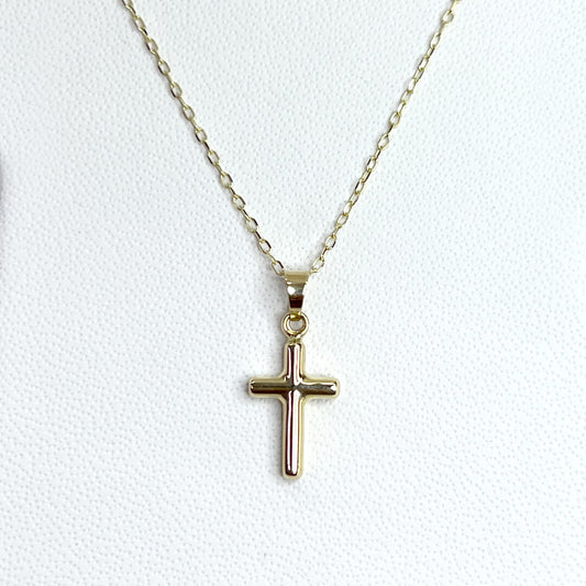 Cruz Lisa con Cadena 14k
