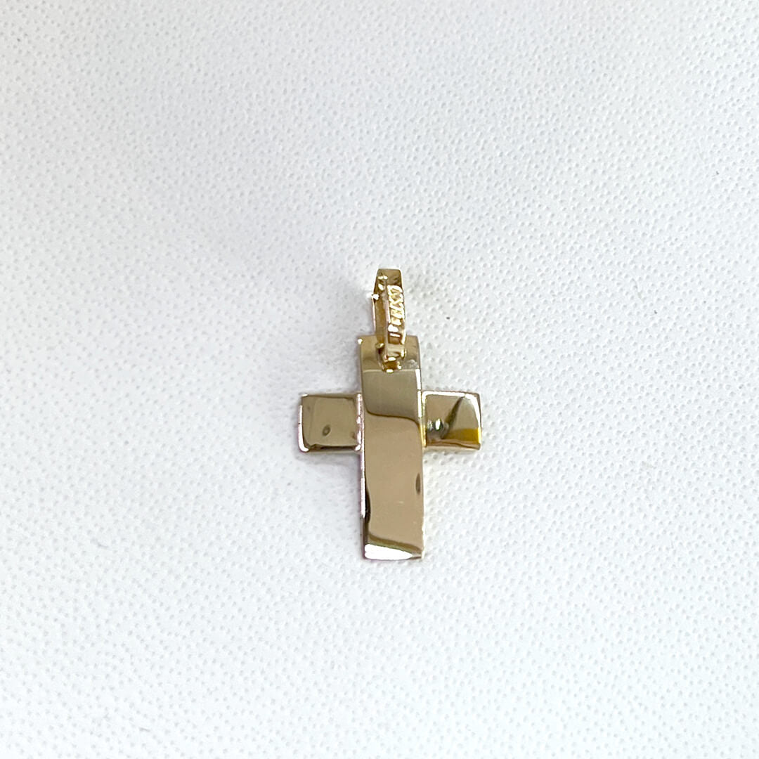 Cruz Lisa con Relieve en el Centro 14k