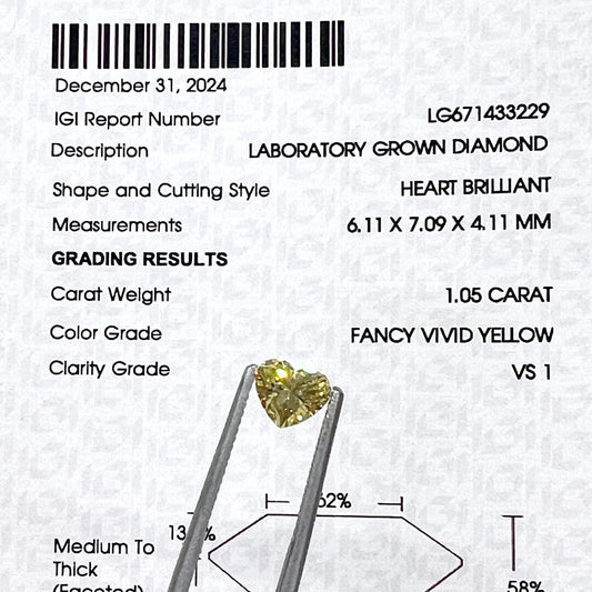 Diamante de Laboratorio Corte Corazón 1.05qts