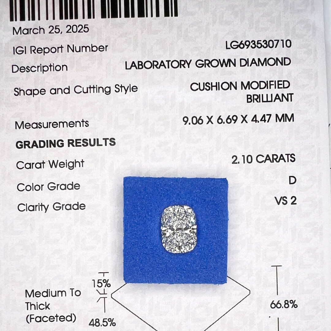 Diamante de Laboratorio Corte Cushion 2.10qts