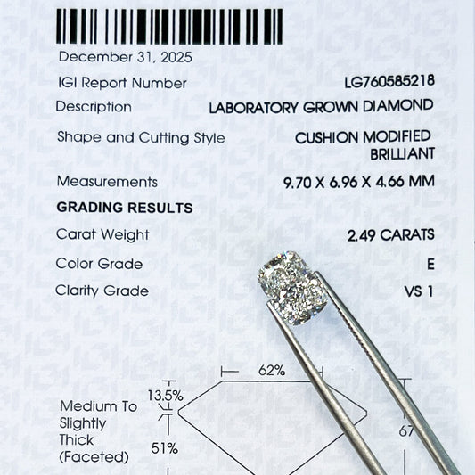 Diamante de Laboratorio Corte Cushion 2.49qts
