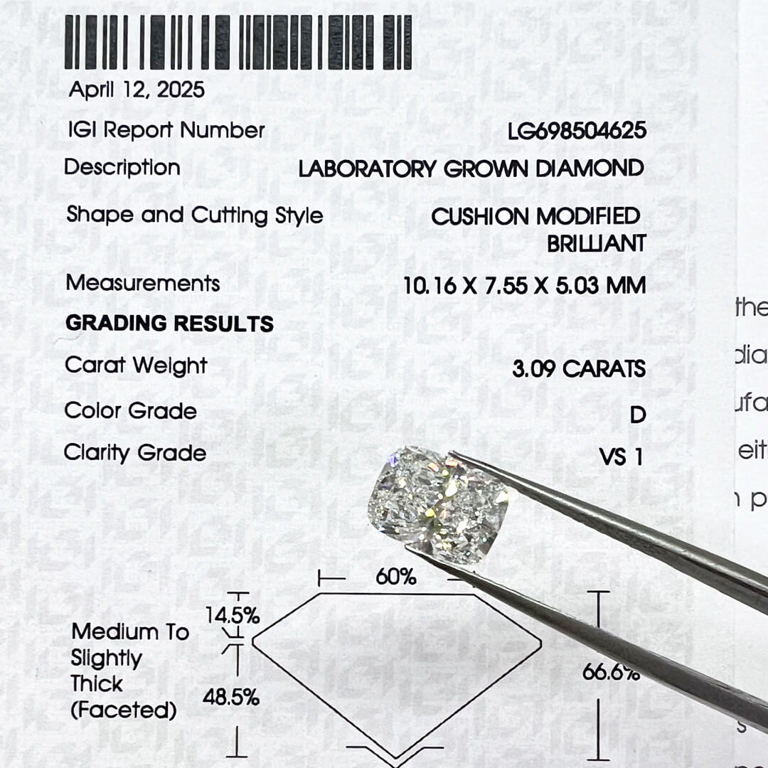 Diamante de Laboratorio Corte Cushion 3.09qts