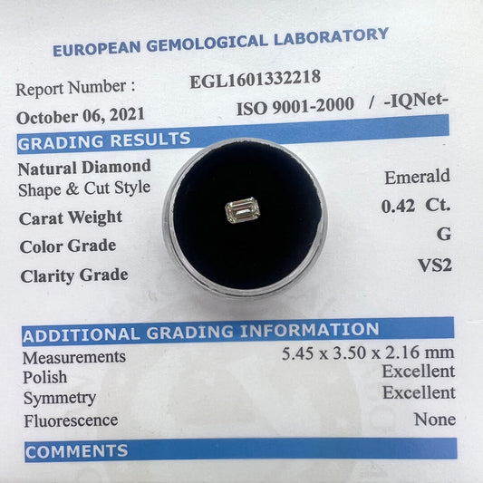 Diamante Natural Corte Esmeralda 0.42qts