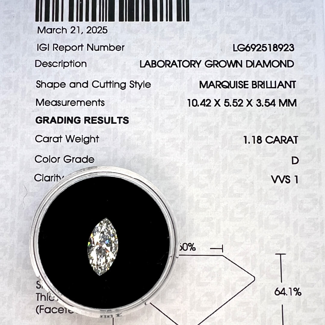 Diamante de Laboratorio Corte Marquise 1.18qts