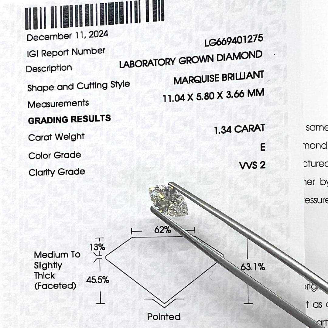 Diamante de Laboratorio Corte Marquise 1.34qts